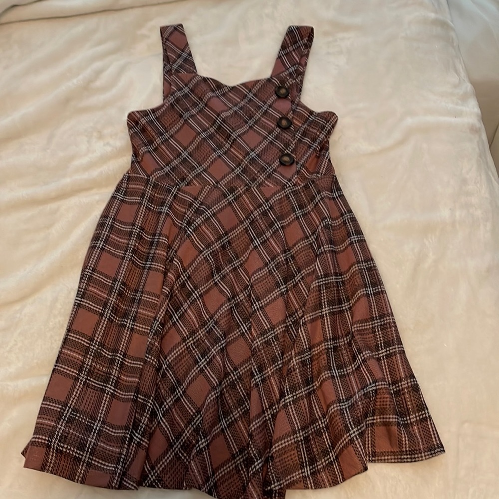 Pink plaid dress gently used